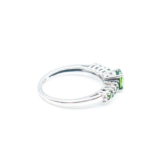 Sterling Silver Chrome Diopside And Diamond Ring Size 5.25