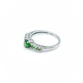 Sterling Silver Chrome Diopside And Diamond Ring Size 5.25