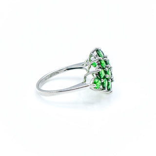 Sterling Silver Chrome Diopside Cluster Ring Size 7