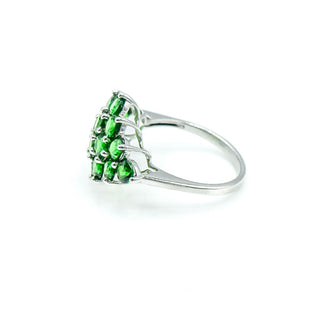 Sterling Silver Chrome Diopside Cluster Ring Size 7