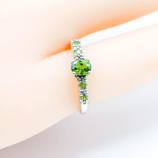 Sterling Silver Chrome Diopside And Diamond Ring Size 5.25