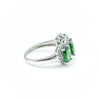 Sterling Silver Ring With Chrome Diopside And White Zircon Size 5