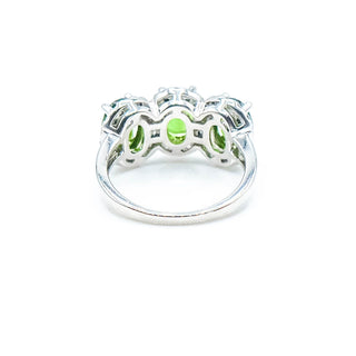 Sterling Silver Ring With Chrome Diopside And White Zircon Size 5