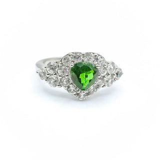 Sterling Silver Green Chrome Diopside And White Topaz Ring Size 7