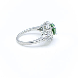 Sterling Silver Green Chrome Diopside And White Topaz Ring Size 7
