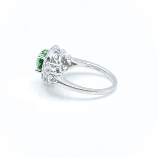 Sterling Silver Green Chrome Diopside And White Topaz Ring Size 7