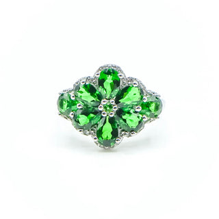 Chrome Diopside And Diamond Sterling Silver Ring Size 7