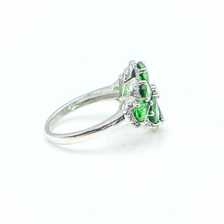 Chrome Diopside And Diamond Sterling Silver Ring Size 7