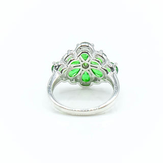 Chrome Diopside And Diamond Sterling Silver Ring Size 7