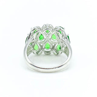 Sterling Silver Chrome Diopside Cluster Ring Size 7.25
