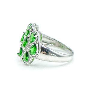 Sterling Silver Chrome Diopside Cluster Ring Size 7.25