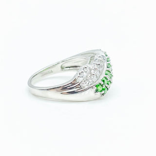 Sterling Silver Synthetic Emerald And White Zircon Ring Size 8