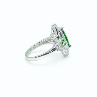 Sterling Silver Green Chrome Diopside & White Zircon Ring Size 8
