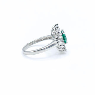 Sterling Silver Emerald And White Zircon Ring Size 7
