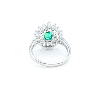 Sterling Silver Emerald And White Zircon Ring Size 7