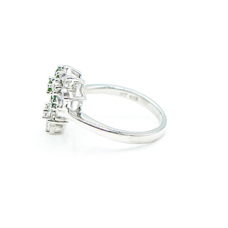 Sterling Silver Green Chrome Diopside And White Topaz Ring Size 8