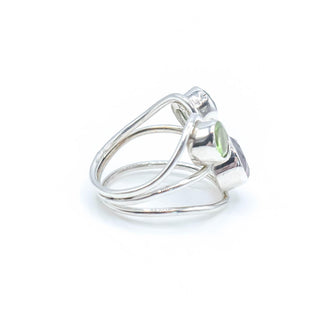Sterling Silver Amethyst, Peridot And Topaz Three-Stone Ring Size 6.5