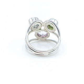 Sterling Silver Amethyst, Peridot And Topaz Three-Stone Ring Size 6.5