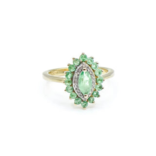 D'Joy Gold Plated Sterling Silver Emerald And Zircon Ring Size 5