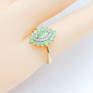 D'Joy Gold Plated Sterling Silver Emerald And Zircon Ring Size 5