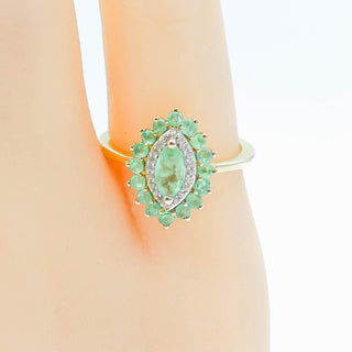 D'Joy Gold Plated Sterling Silver Emerald And Zircon Ring Size 5