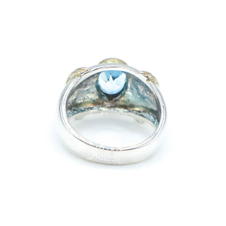 Sterling Silver Swiss Blue Topaz Ring With 18K Gold Plated Accents Size 6