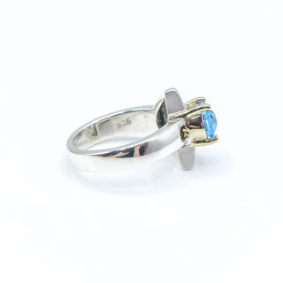 Sterling Silver Swiss Blue Topaz Ring With Gold Plated Accent Size 5.75
