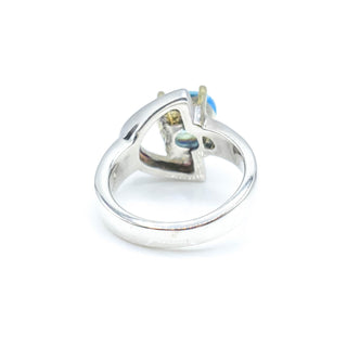 Sterling Silver Swiss Blue Topaz Ring With Gold Plated Accent Size 5.75