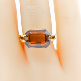 Vintage CINER 18K Gold Filled Ring With Faceted Cognac Glass Size 6