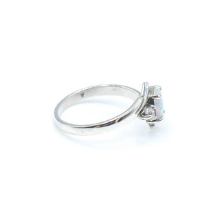 Sterling Silver Opal Three-Stone Ring Size 10