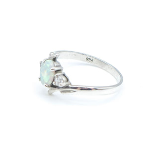 Sterling Silver Opal Three-Stone Ring Size 10