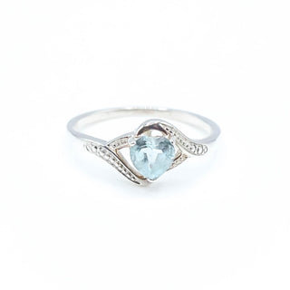 Sterling Silver Heart Shaped Topaz Ring Size 9