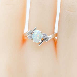 Sterling Silver Opal Three-Stone Ring Size 10