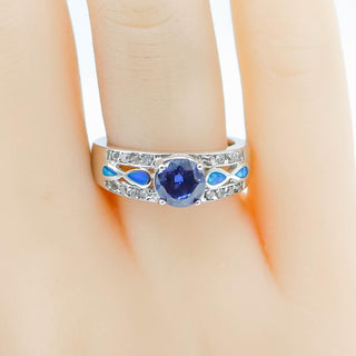 Sterling Silver Infinity Opal Ring With Cubic Zirconia Size 7