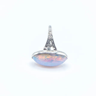 Vintage Uncas Sterling Silver Faux Opal Foiled Glass Ring Size 5