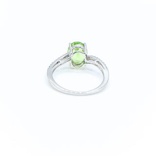 Sterling Silver Peridot Solitaire Ring Size 9.5 With Diamond Accents