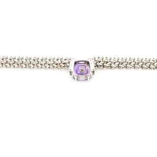 Lehrer Designs Amethyst TorusRing Sterling Silver Choker Necklace With Diamonds