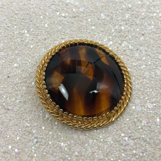 Vintage Kramer Translucent Brown Tones Resin Gold Tone Brooch