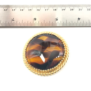 Vintage Kramer Translucent Brown Tones Resin Gold Tone Brooch