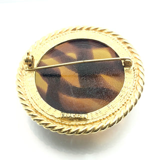 Vintage Kramer Translucent Brown Tones Resin Gold Tone Brooch