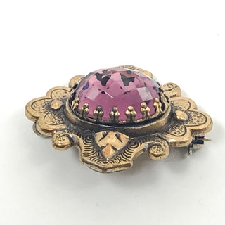 Vintage SADIE GREEN Designer Faceted Amethyst Glass Brooch