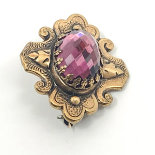 Vintage SADIE GREEN Designer Faceted Amethyst Glass Brooch