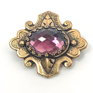 Vintage SADIE GREEN Designer Faceted Amethyst Glass Brooch