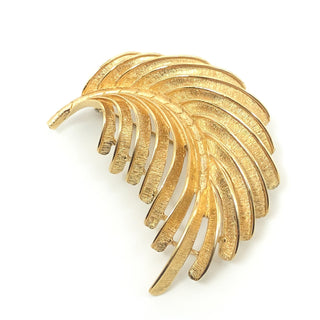 Vintage Monet Gold Tone Feather Brooch