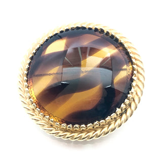 Vintage Kramer Translucent Brown Tones Resin Gold Tone Brooch