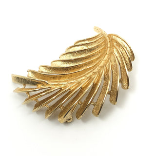 Vintage Monet Gold Tone Feather Brooch