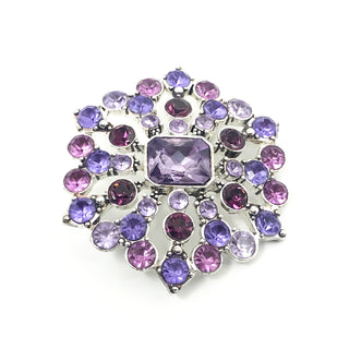 Vintage Liz Clairborne Purple Hues Flower Rhinestone Brooch
