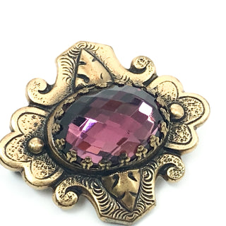 Vintage SADIE GREEN Designer Faceted Amethyst Glass Brooch