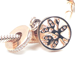 PANDORA Rose™ Family Tree Dangle 14K Rose Gold Plated Charm With Clear Cubic Zirconia