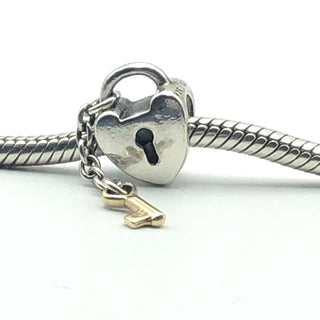 PANDORA Key To My Heart Charm 925 ALE Sterling Silver With 14k Gold Key - 790288 Retired